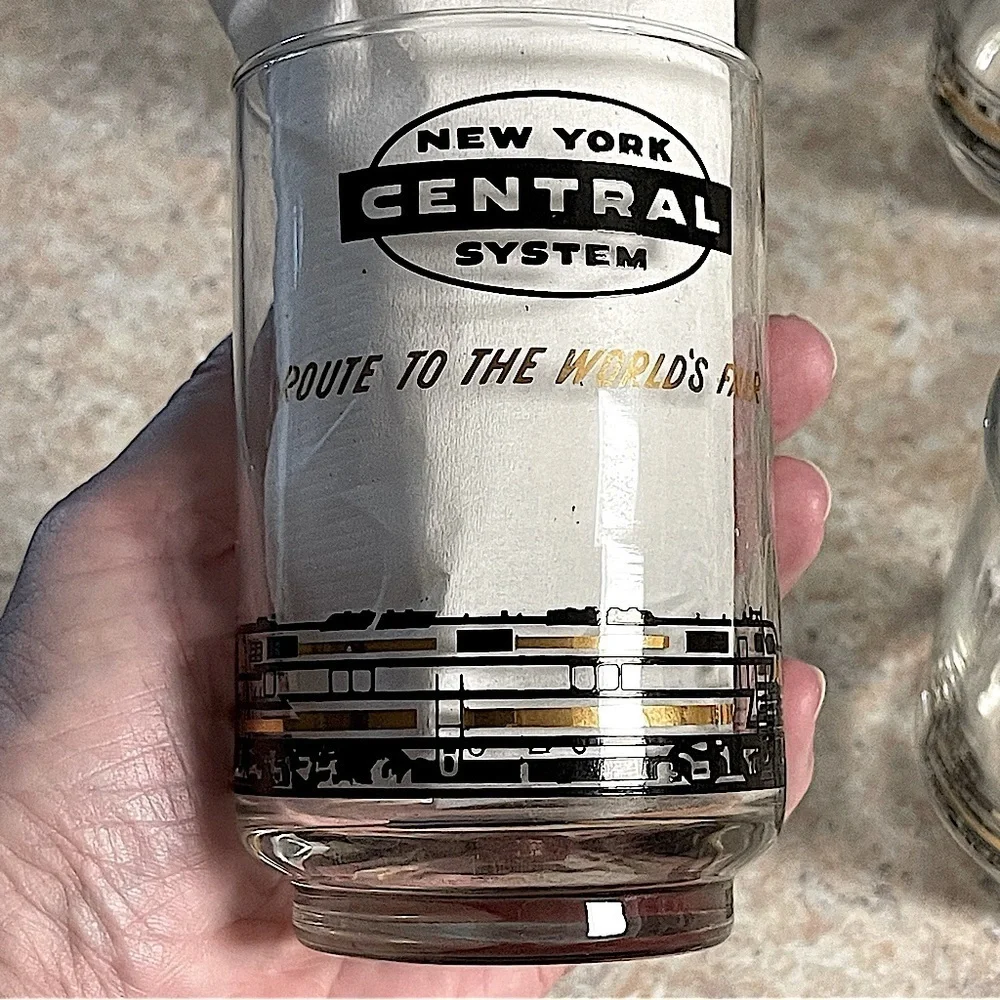 New York World's Fair Glasses 1964-1965 New York Central Train System Set of 6